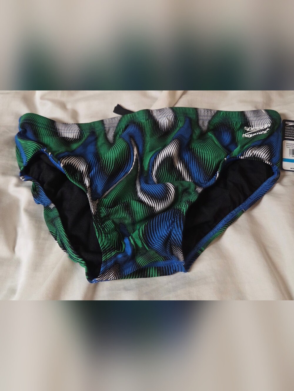 Speedo Green, Blue & Black Patterned Swim Trunks